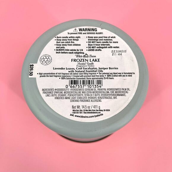 Frozen Lake 3 Wick Candle 14.5 oz White Barn Bath and Body Works - Picture 3 of 3